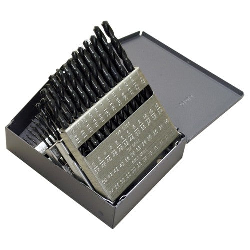 #1-#60 RHS / RHC HSS 118 Degree Radial Point General Purpose Jobber Lengh Drill Set - Steam Oxide - Exact Tooling