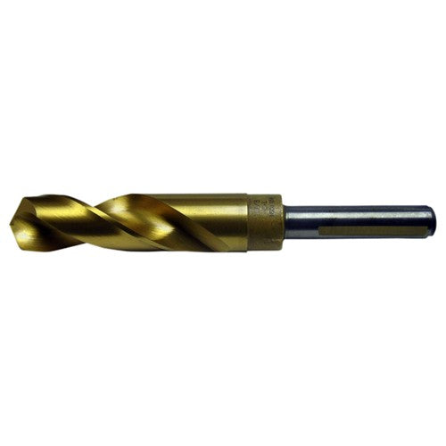 9/16 RHS / RHC HSS-CO 8% (M42) 118 Degree Split Point 1/2″ Reduced Shank Silver & Deming Drill - TiN - Exact Tooling