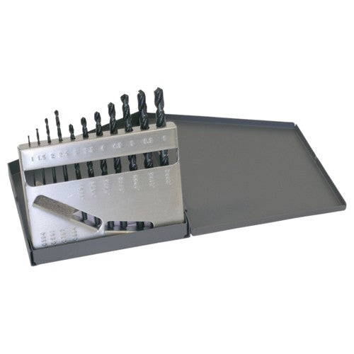 ‎1mm-6mm RHS / RHC HSS 118 Degree Radial Point General Purpose Jobber Length Drill Set - Steam Oxide - Exact Tooling