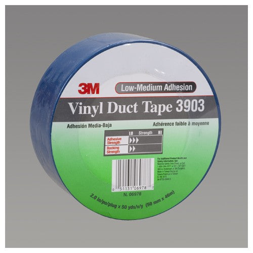 3M Vinyl Duct Tape 3903 Blue 2″ × 50 yd 6.5 mil 2 Individually Wrapped Conveniently Packaged - Exact Tooling