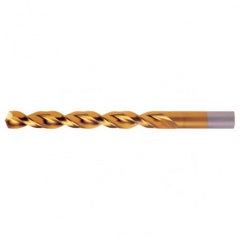 #12 RHS / RHC HSS-CO 8% (M42) 135 Degree Split Point Q-Cobalt Wide Land Parabolic Jobber Drill - TiN - Exact Tooling