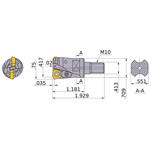 AJXU08R122AM1030 INDEXABLE END MILL