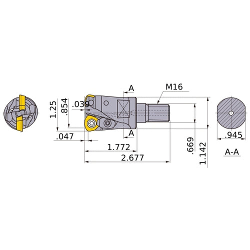 AJXU09R203AM1645 INDEXABLE END MILL