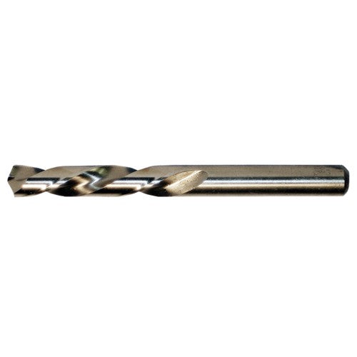 7/16 LHS / LHC HSS-CO 8% (M42) 135 Degree Split Point Cobalt Left Hand Mechanics Length Drill - Straw / Gold Oxide - Exact Tooling