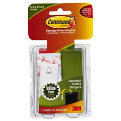 Command Sawtooth Picture Hangers Value Pack 17042-ES 3 hangers 6 strips - Exact Tooling