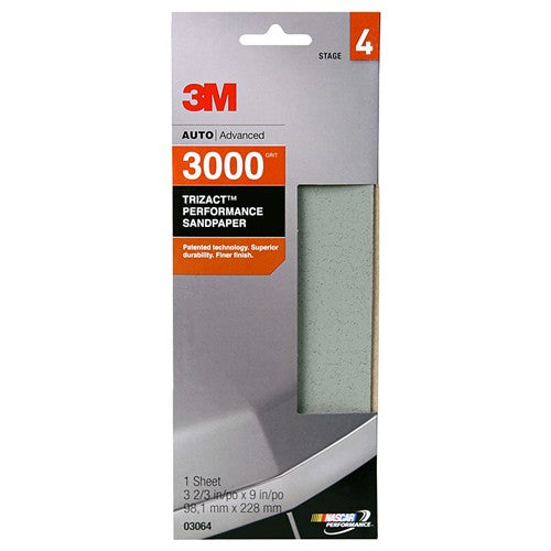 ‎3M Trizact Performance Sandpaper 03064 3-2/3″ × 9″ 3000 grit - Exact Tooling