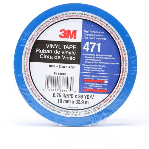 3M Vinyl Tape 471 Blue 3/4″ × 36 yd 5.2 mil Individually Wrapped Conveniently Packaged - Exact Tooling