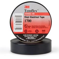 ‎3M Temflex Vinyl Electrical Tape 1700 3/4″ × 36 yd 1-1/2″ Core Black - Exact Tooling