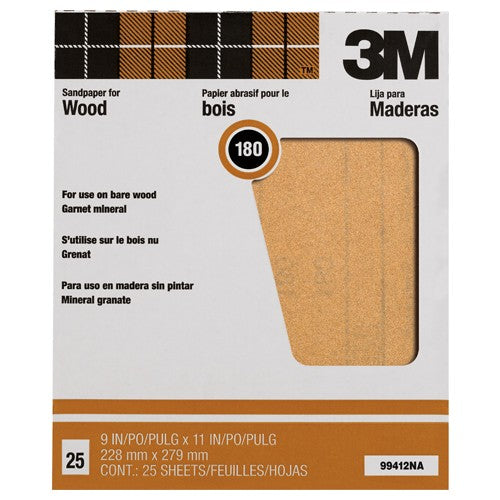 3M Garnet Sanding Sheets 99412NA 9″ × 11″ 180 grit - Exact Tooling