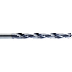 9.1 mm Dia. × 10 mm Shank × 61 mm Flute Length × 103 mm OAL, 5xD, 140°, TA, 2 Flute, Coolant Thru, Round Solid Carbide Drill - Exact Tooling