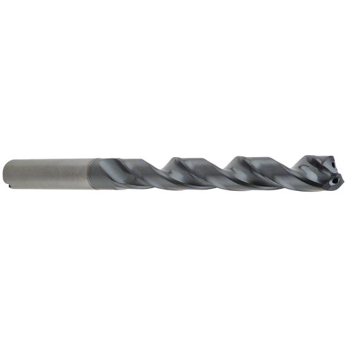 Q Dia. x 0.3937″ Shank × 3.74″ Flute Length × 5.591″ OAL, 8xD, 140°, TA, 2 Flute, Coolant Thru, Round Solid Carbide Drill - Exact Tooling