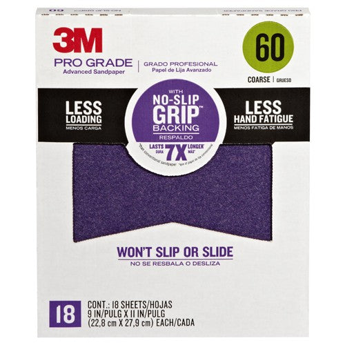 ‎3M Pro Grade Precision Faster Sanding Sanding Sheets 60 grit Coarse 27060TRI-18 9″ × 11″ - Exact Tooling