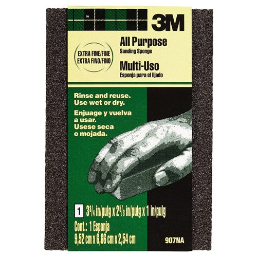 3M Small Area Sanding Sponge 907NA 3.75″ × 2.625″ × 1″ Extra Fine/Fine - Exact Tooling