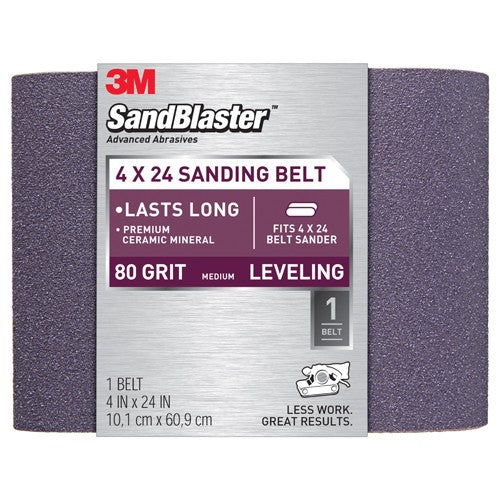 3M SandBlaster Sanding Belt 9611 4″ × 24″ 80 grit - Exact Tooling