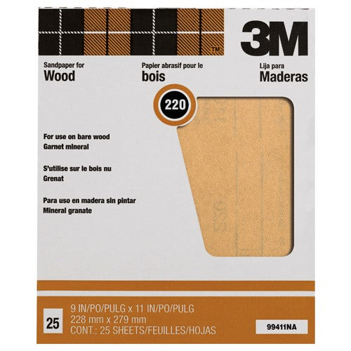 3M Garnet Sanding Sheets 99411NA 9″ × 11″ 220 grit - Exact Tooling