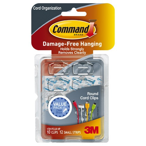 ‎Command Clear Round Cord Clips Value Pack 17017CLR-10ES 10 Clips 12 Strips - Exact Tooling