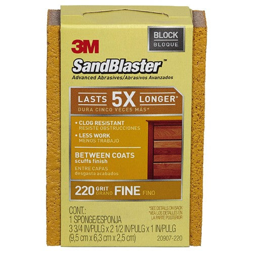‎3M SandBlaster Advanced Sanding Sanding Sponge 20907-220 220 grit 3-3/4″ × 2-1/2 × 1″ - Exact Tooling