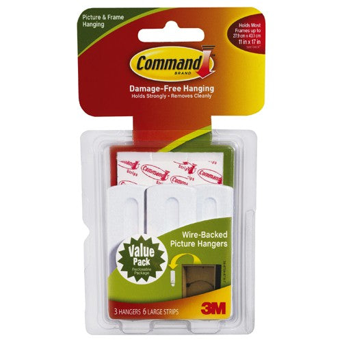 Command Wire Back Picture Hangers Value Pack 17043-ES 3 hangers 6 strips - Exact Tooling