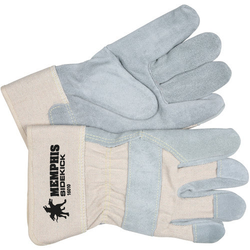 ‎Sidekick Gloves - Select Side Split Leather - White Back - 2-1/2″ Safety Cuff - Size Large - Exact Tooling