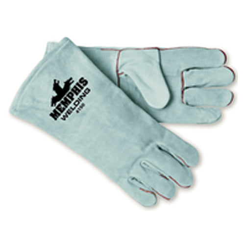 Welding Gloves - Gray Economy Shoulder Grade - Cotton Lined - Wing Thumb - Size Large - Exact Tooling