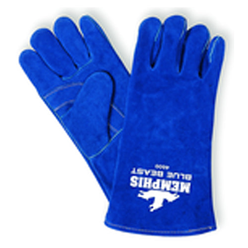 Blue Beast - Blue Side Leather Glove w/Reinforced Palm - Wing Thumb - Size X-Large - Exact Tooling