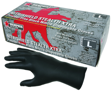 NitriSheild Stealth- 6 Mil Black Nitrile, PF Disposable Gloves - Size S - Exact Tooling