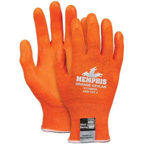 MCR Safety Cut Pro Glove - 13 Gauge Orange Kevlar/Synthetic - Nitrile Foam Coated Palm - Size X-Large - Exact Tooling