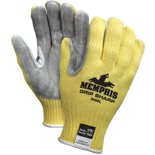 MCR Safety Cut Pro Gloves - 7 Gauge Kevlar Shell - Leather Palm - Size Medium - Exact Tooling