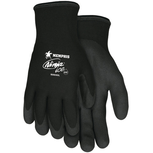 Ninja Ice Gloves - 15 Gauge Black Nylon - Acrylic Terry Inner -HPT Palm and Fingertips - Size X-Large - Exact Tooling