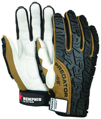 Predator Foam Padded Cow Grain Leather Palm, Tire Tread TPR Coating Gloves - Size Large - Exact Tooling