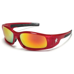 Safety Glasses - Fire Mirror Lens - Red Frame SR1 Style - Exact Tooling