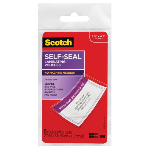 ‎Scotch Self-Sealing Laminating Pouches LS853-5G Bag Tags - Exact Tooling