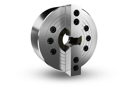 Auto Strong NT-200 Series 2-jaw through-hole power chuck (adapter excluded) - Part # NT-215 - Exact Tooling