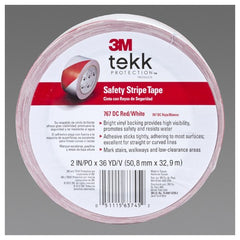 3M Safety Stripe Vinyl Tape 767 Red/White 2″ × 36 yd 5 mil Individually Wrapped Conveniently Packaged - Exact Tooling