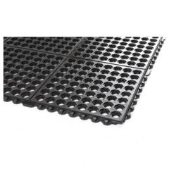 3' x 3' x 5/8" Thick Drainage Mat - Black - Grit Coated - Exact Tooling