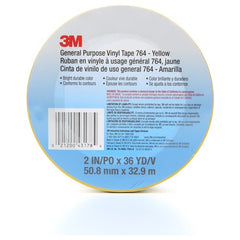 3M General Purpose Vinyl Tape 764 Yellow 2″ × 36 yd 5 mil Individually Wrapped Conveniently Packaged - Exact Tooling