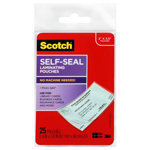 Scotch Self-Sealing Laminating Pouches LS851G Business Card size - Exact Tooling