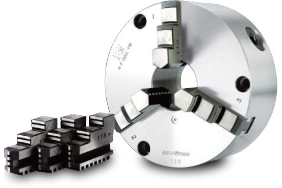 Auto Strong SC Series 3-jaw scroll chuck plain back, solid jaws (front and back mounted) - Part # SC-4 - Exact Tooling