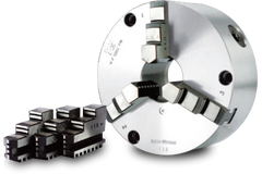 Auto Strong SC Series 3-jaw scroll chuck plain back, solid jaws (front and back mounted) - Part # SC-4 - Exact Tooling