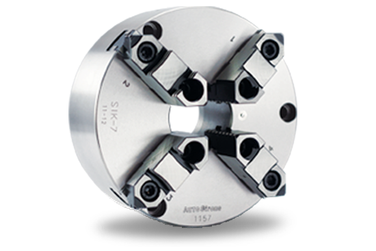 Auto Strong SIK Series 4-jaw strong scroll chuck plain back, 2-piece jaws (front and back mounted) - Part # SIK-7 - Exact Tooling