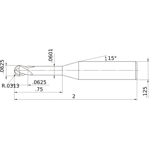 MS2XLBD1/16N0750 CARBIDE ENDMILL
