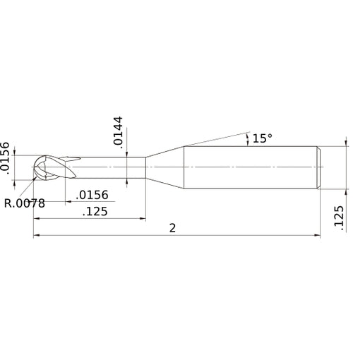 MS2XLBD1/64N0125 CARBIDE ENDMILL