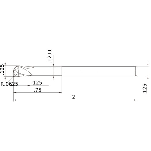 MS2XLBD1/8N0750 CARBIDE ENDMILL