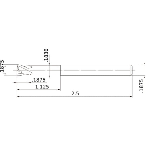 MS2XLD3/16N1125 CARBIDE ENDMILL