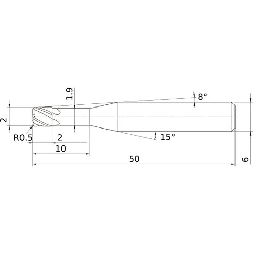 VCPSRBD0200N10R05 CARBIDE ENDMILL