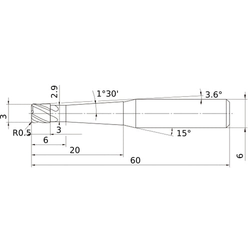 VCPSRBD0300N06L20R05 CARBIDE ENDMIL