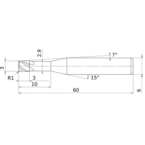 VCPSRBD0300N10R10 CARBIDE ENDMILL