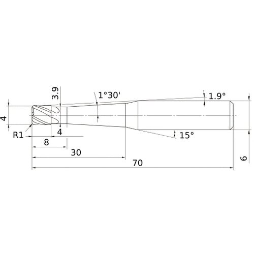 VCPSRBD0400N08L30R10 CARBIDE ENDMIL