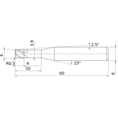 VCPSRBD0400N20R05 CARBIDE ENDMILL
