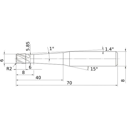 VCPSRBD0600N08L40R20 CARBIDE ENDMIL